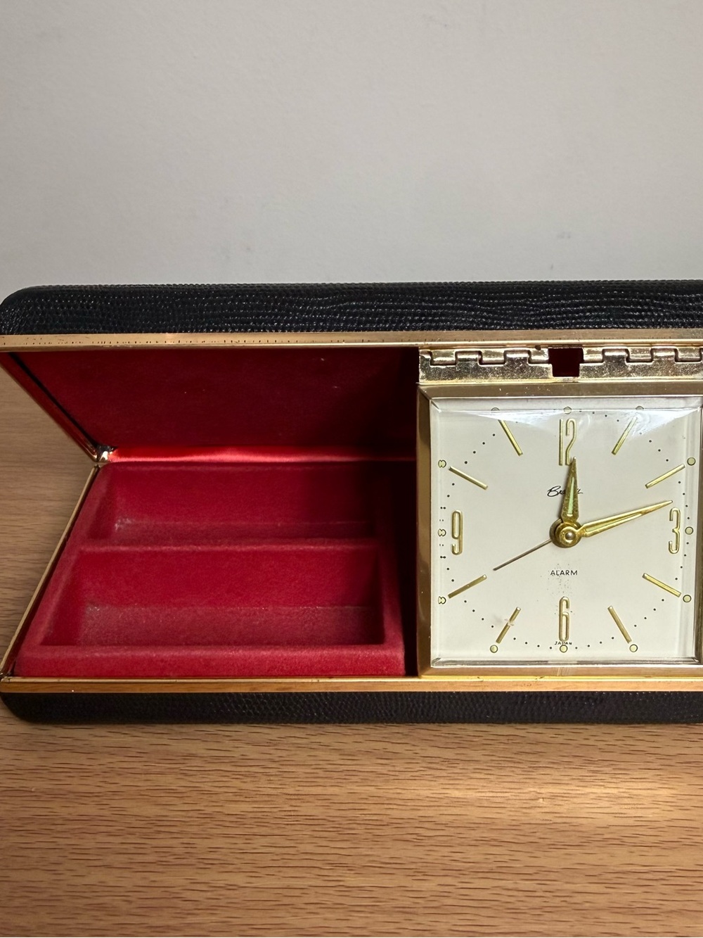 Vintage Bradley Travel Wind Up Alarm Clock & Hard Jewelry Case